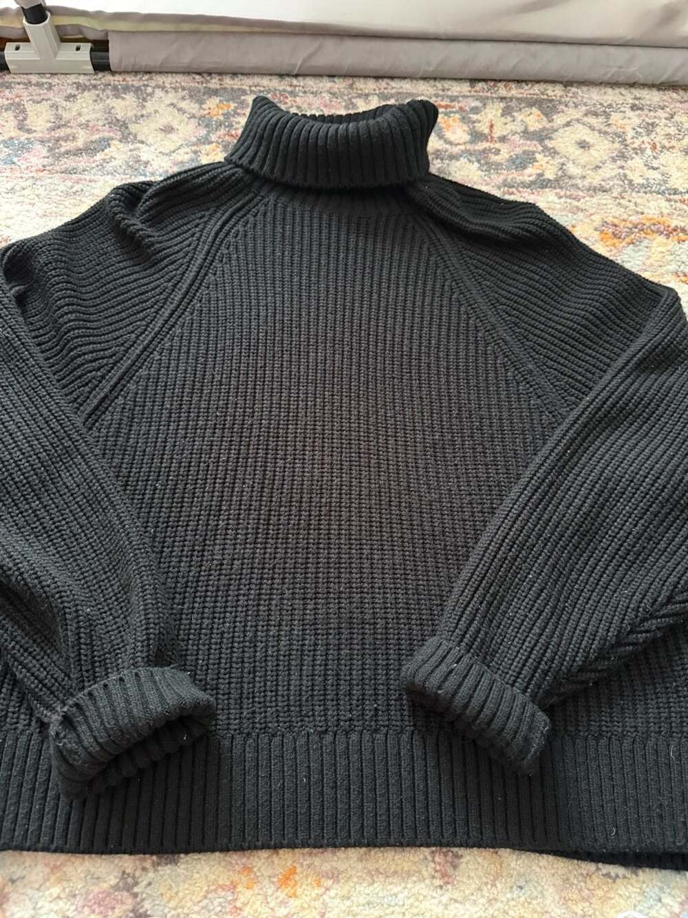 Pink Victoria's Secret Turtleneck Sweater Size S Black Ribbed Knit